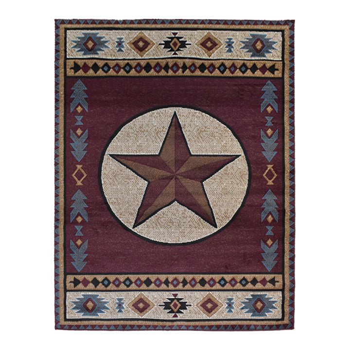 Great West Rustic Western Area Rug with Southwestern Geometric Border | Polypropylene Indoor Carpet