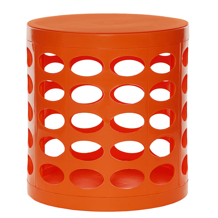 Otto Storage Stool | Round Plastic Storage Ottoman with Oval Perforated Pattern