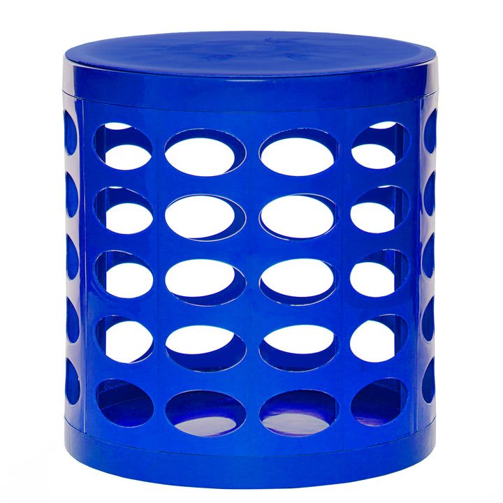 Otto Storage Stool | Round Plastic Storage Ottoman with Oval Perforated Pattern