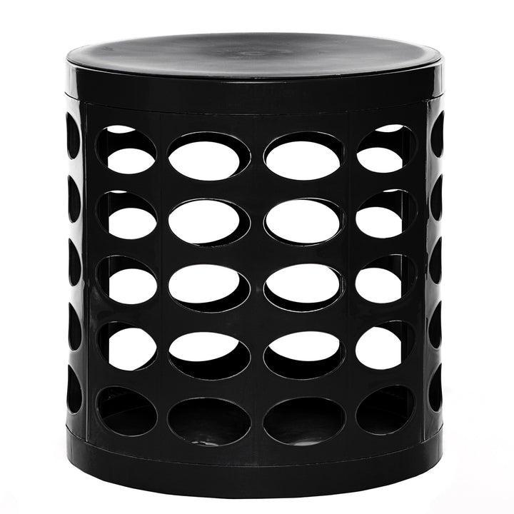 Otto Storage Stool | Round Plastic Storage Ottoman with Oval Perforated Pattern