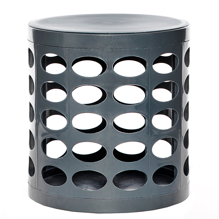 Otto Storage Stool | Round Plastic Storage Ottoman with Oval Perforated Pattern