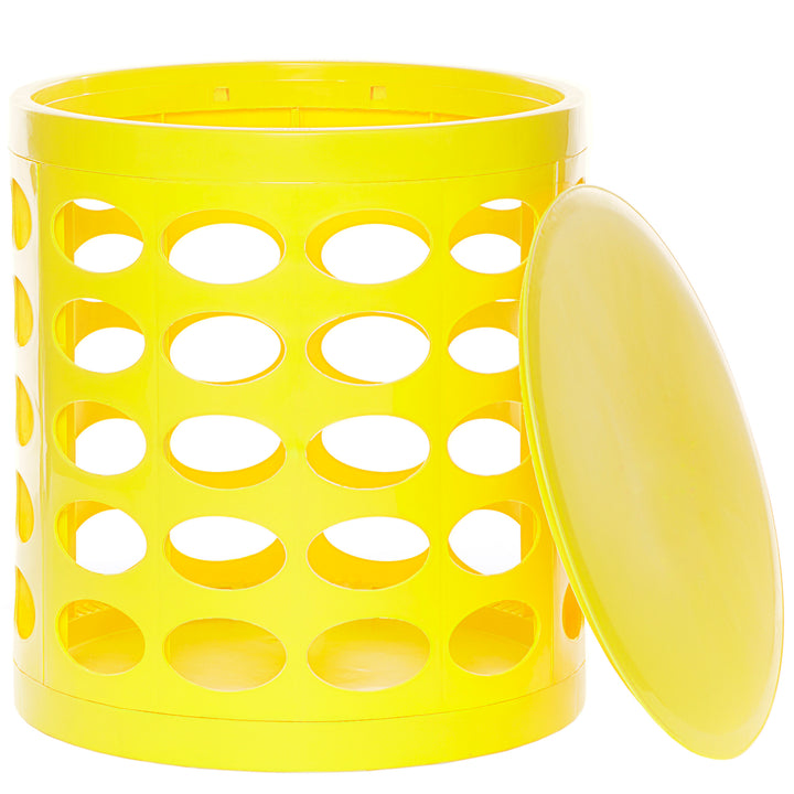 Otto Storage Stool | Round Plastic Storage Ottoman with Oval Perforated Pattern