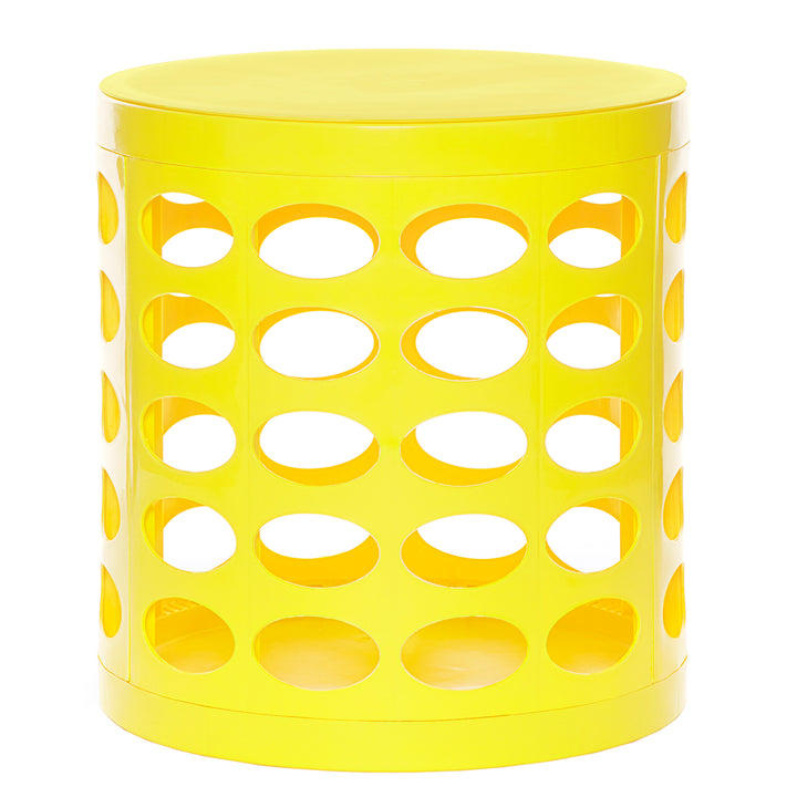 Otto Storage Stool | Round Plastic Storage Ottoman with Oval Perforated Pattern