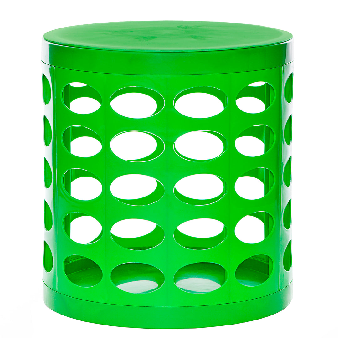 Otto Storage Stool | Round Plastic Storage Ottoman with Oval Perforated Pattern