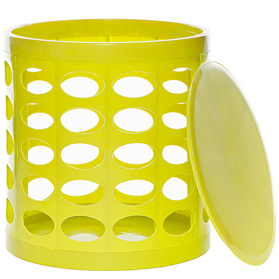 Otto Storage Stool | Round Plastic Storage Ottoman with Oval Perforated Pattern