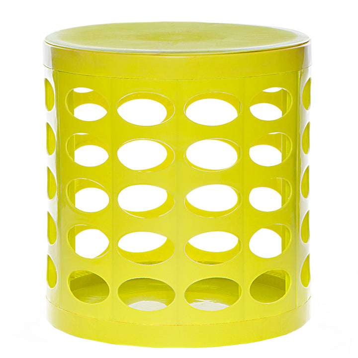 Otto Storage Stool | Round Plastic Storage Ottoman with Oval Perforated Pattern