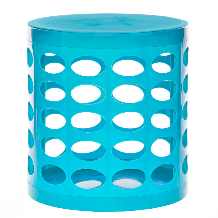 Otto Storage Stool | Round Plastic Storage Ottoman with Oval Perforated Pattern