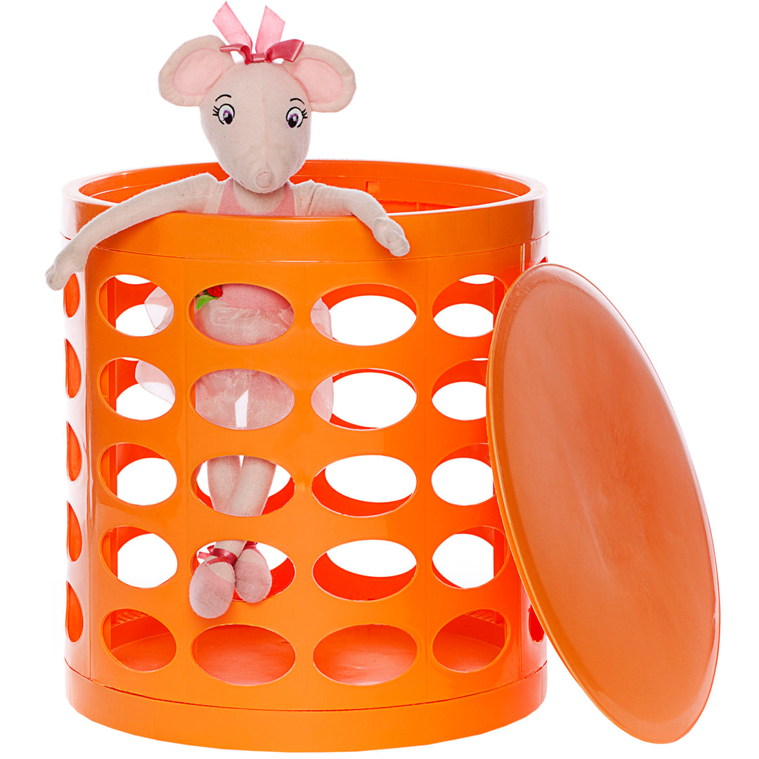 Otto Storage Stool | Round Plastic Storage Ottoman with Oval Perforated Pattern
