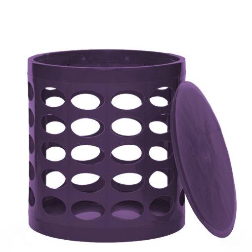 Otto Storage Stool | Round Plastic Storage Ottoman with Oval Perforated Pattern