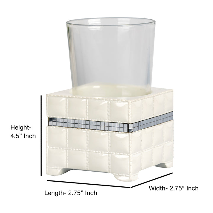 Resin Bathroom Tumbler Cup | Decorative Rinse Cup,Drinking Glass,Toothbrush & Makeup Brush Holder for Vanity Countertops,Sink & Desk | White