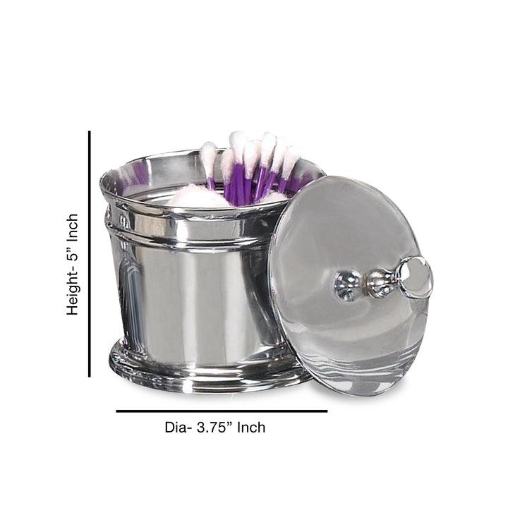 Stainless Steel Vanity Jar  | Stylish Storage for Cotton Swabs,Sponges & Bath Salts  | Decorative Canister for Bathroom,Bedroom | Chrome