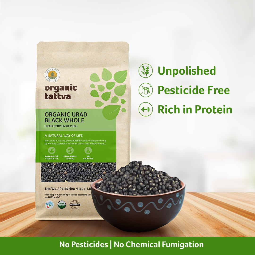 Organic Urad Black Whole 4 lbs Pack of 6