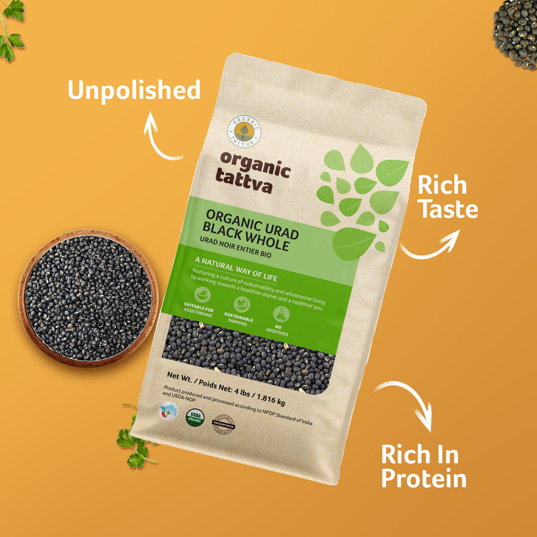 Organic Urad Black Whole 4 lbs Pack of 6