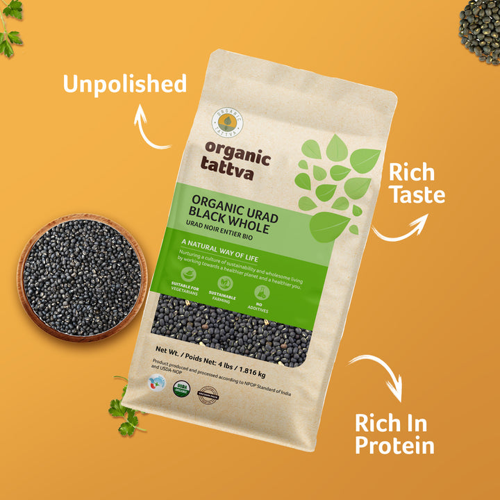 Organic Urad Black Whole 4 lbs Pack of 6