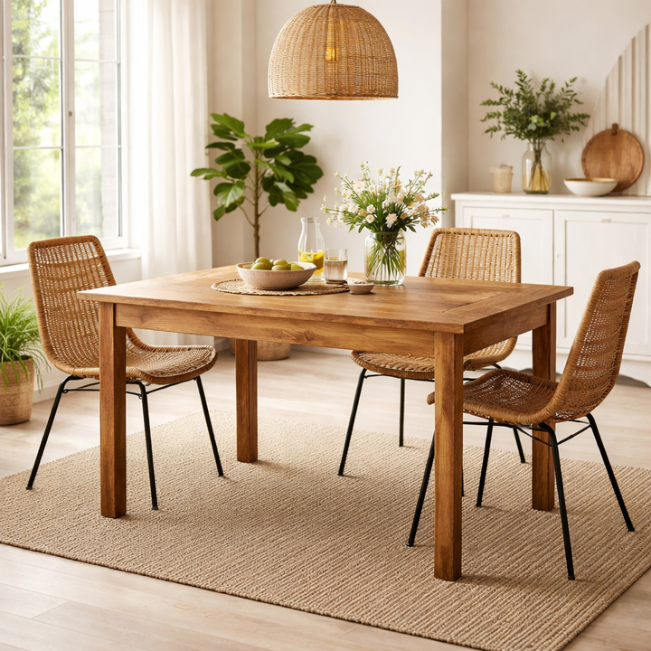 Wood Dining Table | Teak Wood | Natural Finish | Handmade Table | 50x29x30"