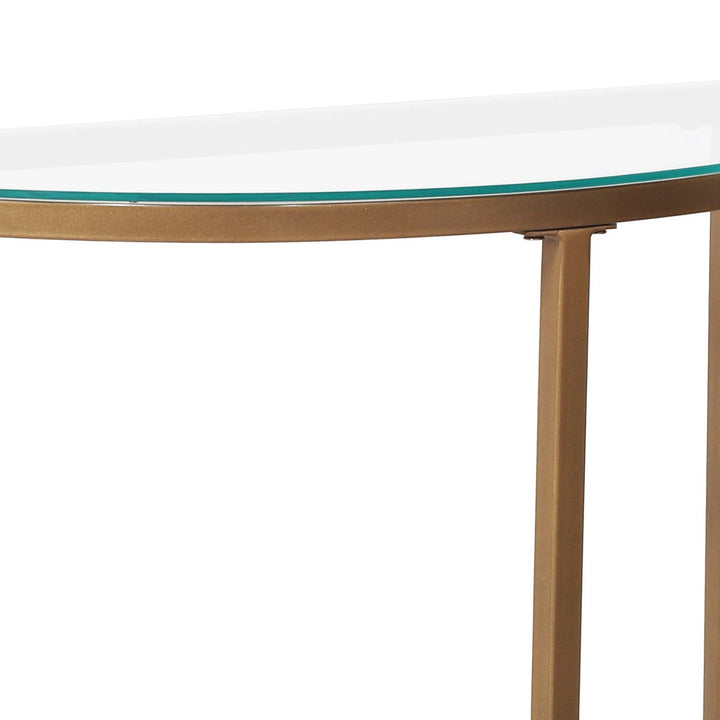 D-Shaped Console Table with Glass Top and Golden Base