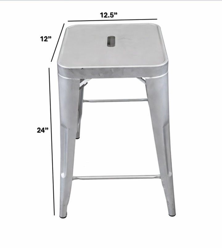 Metal Stool | Silver | Accent Seating | 12x12.5x21"