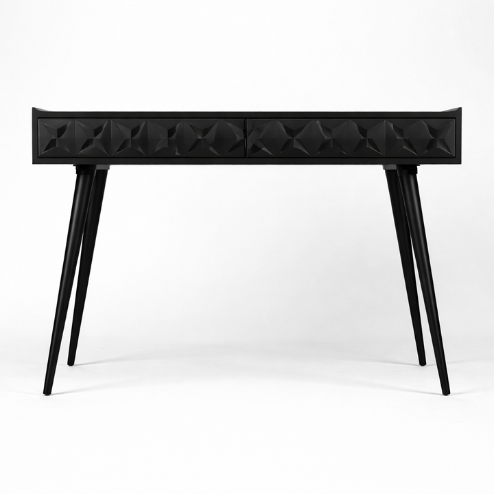 Wood Study Desk | Acacia Wood | Black Finish | Handmade Table | 47x20x30"