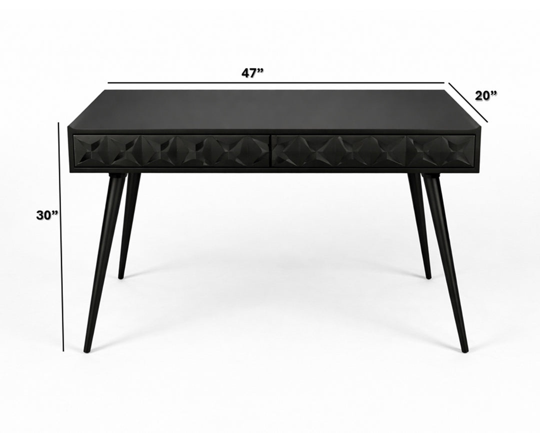 Wood Study Desk | Acacia Wood | Black Finish | Handmade Table | 47x20x30"