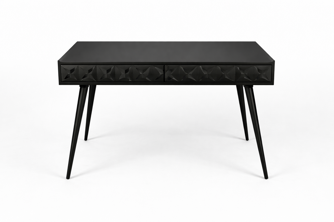 Wood Study Desk | Acacia Wood | Black Finish | Handmade Table | 47x20x30"