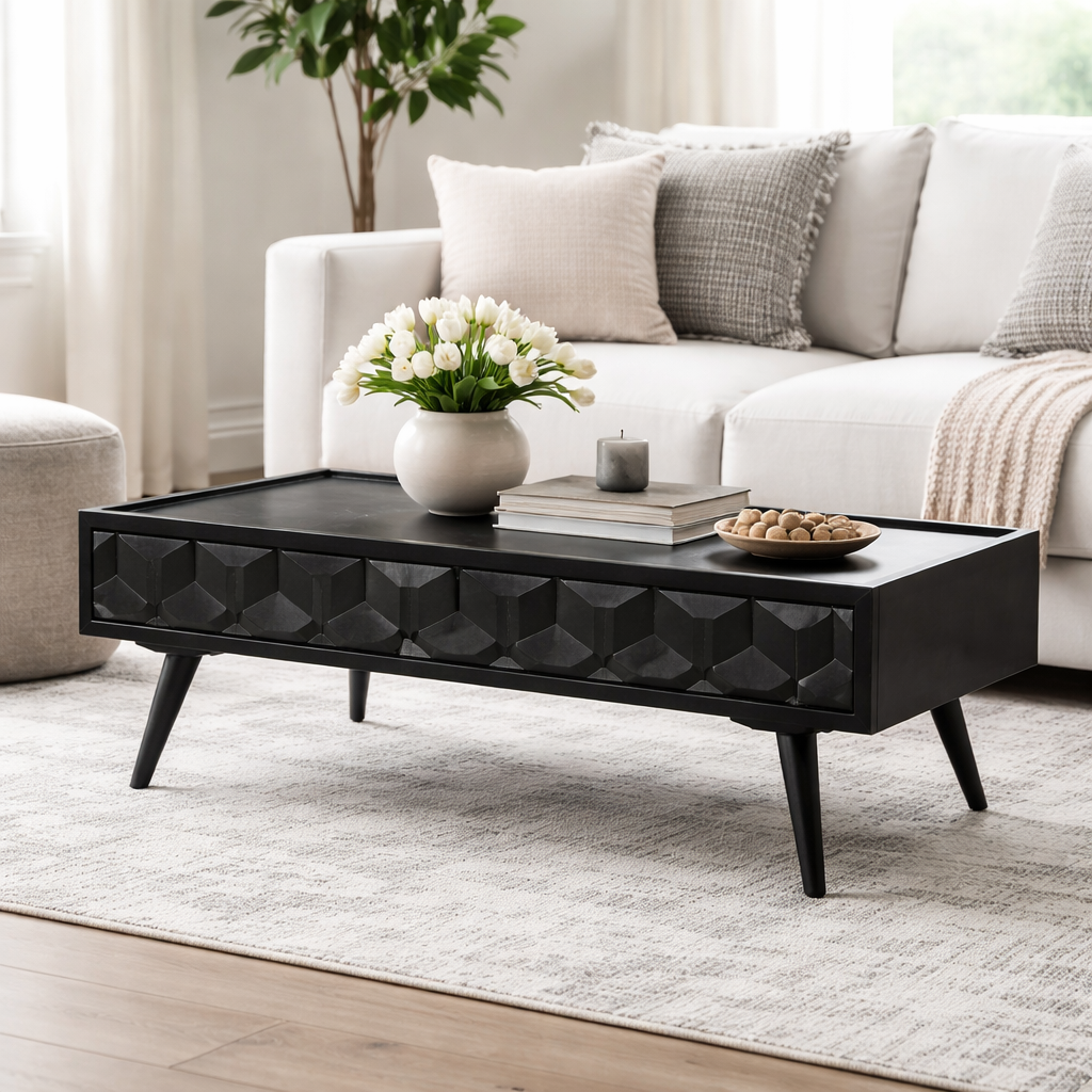 Wood Coffee Table | Acacia Wood | Handmade Table | 51x20x18"