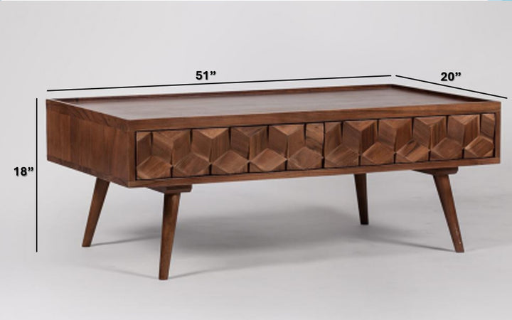 Wood Coffee Table | Acacia Wood | Handmade Table | 51x20x18"