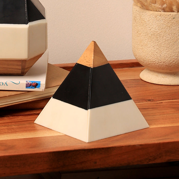 Wood + Resin Object Inpyramid Object. Size - 3.75X3.75X4