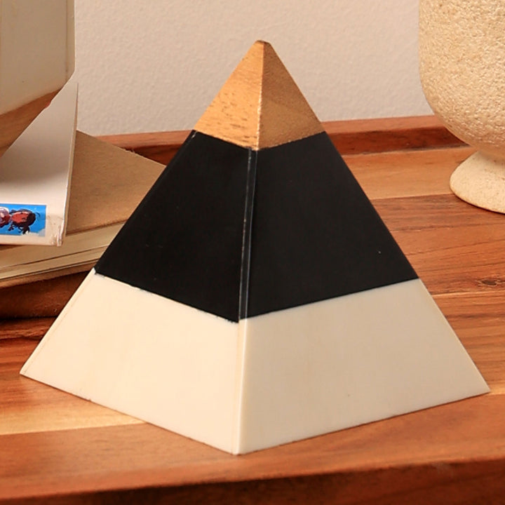 Wood + Resin Object Inpyramid Object. Size - 3.75X3.75X4