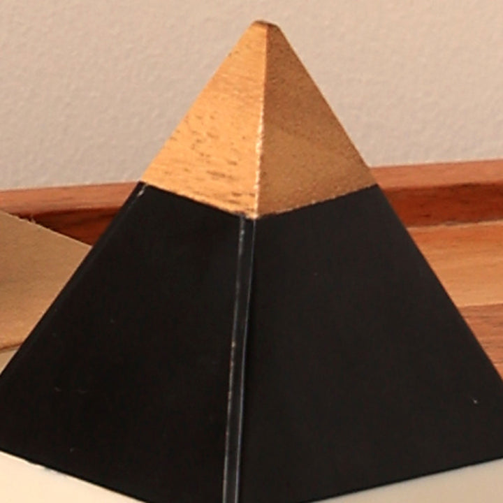 Wood + Resin Object Inpyramid Object. Size - 3.75X3.75X4