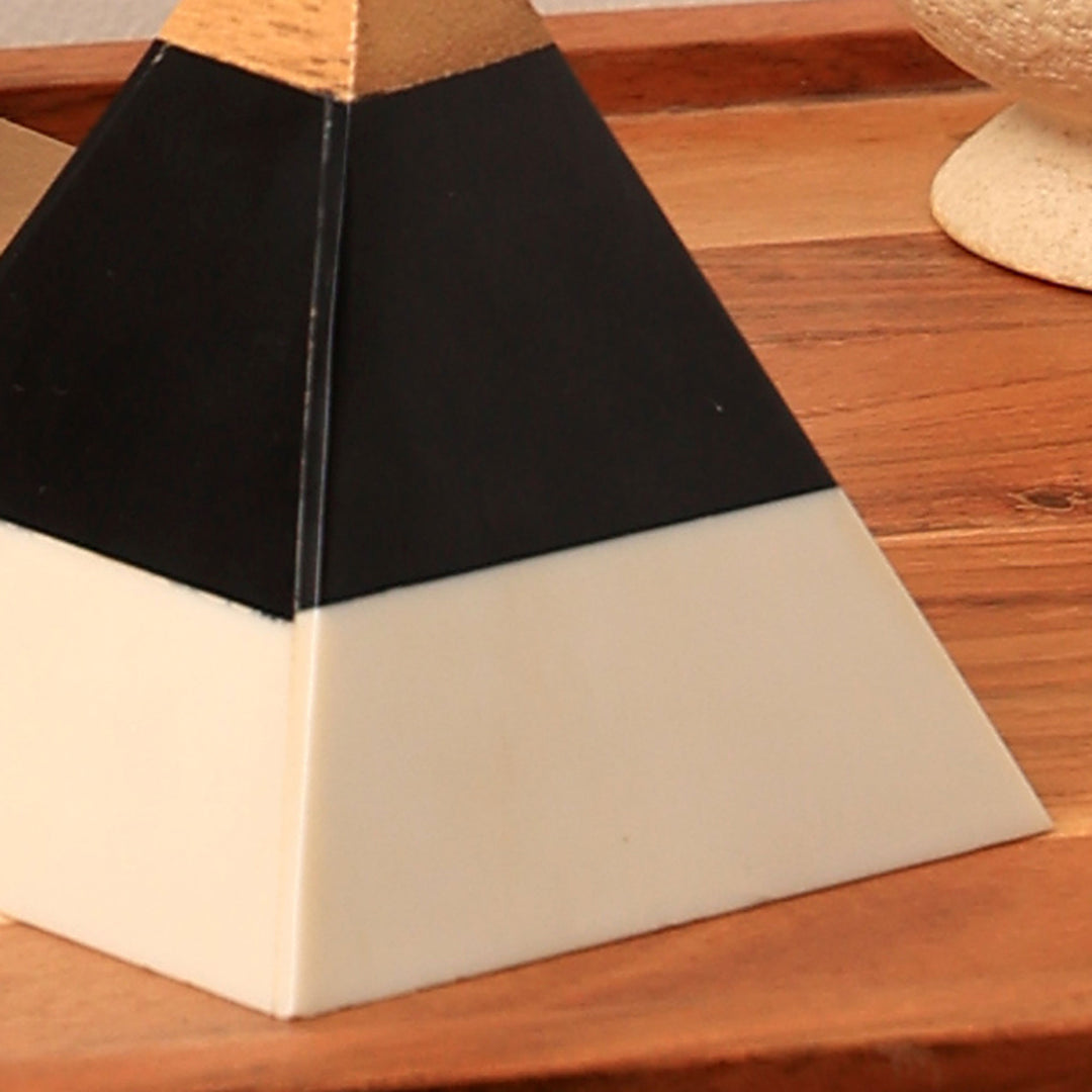 Wood + Resin Object Inpyramid Object. Size - 3.75X3.75X4