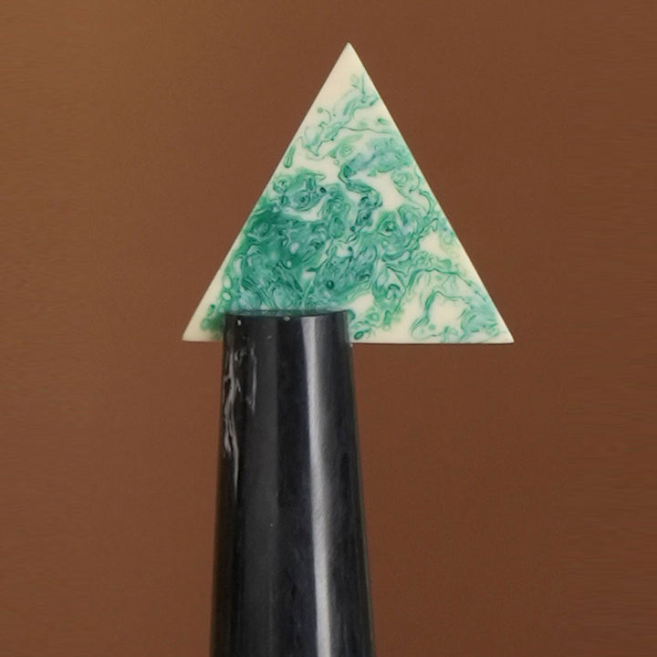 Marbled Black+White Base With Marb Led Green Triangle Top. Size - Dia 2X9