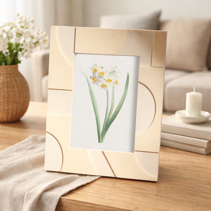 Ivory Resin 3D Inlay Photo Frame | Bone MDF Decorative Frame