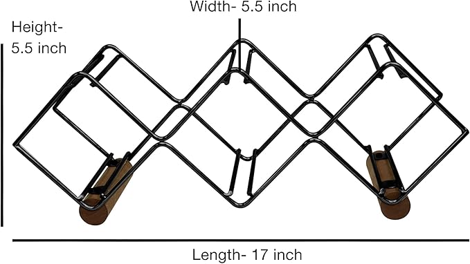 5 Bottles Freestanding Tabletop Wine Holder | Countertop Wine Rack, Black