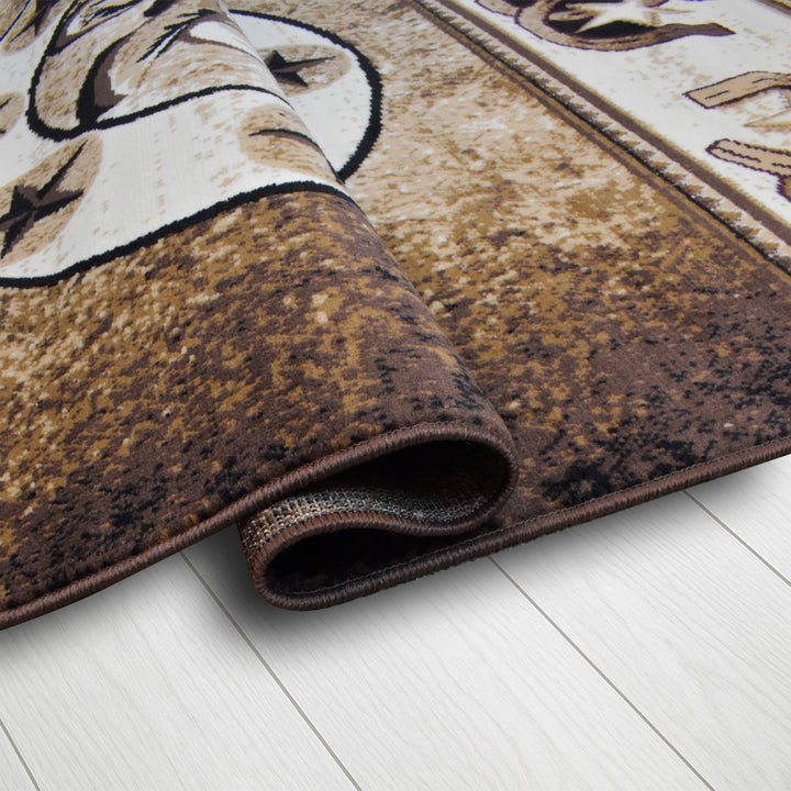 Great West Polypropylene Area Rug in Brown & Beige | Rustic Farmhouse Indoor Carpet for Living Room, Bedroom & Entryway