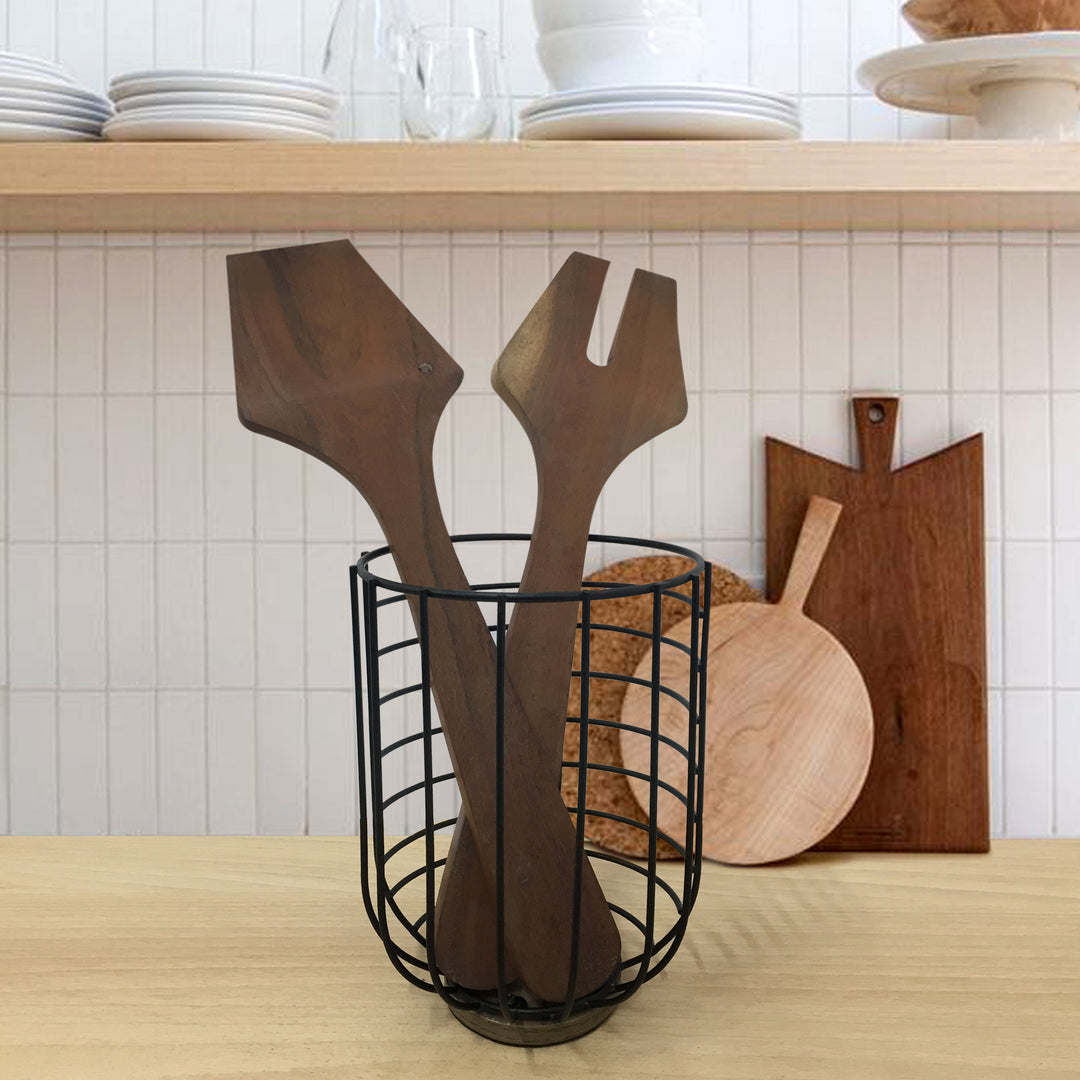 Metal Wire Utensil Holder For Kitchen Utensil Storage And Tabletop | Organizer For Countertops, Pantry | Black