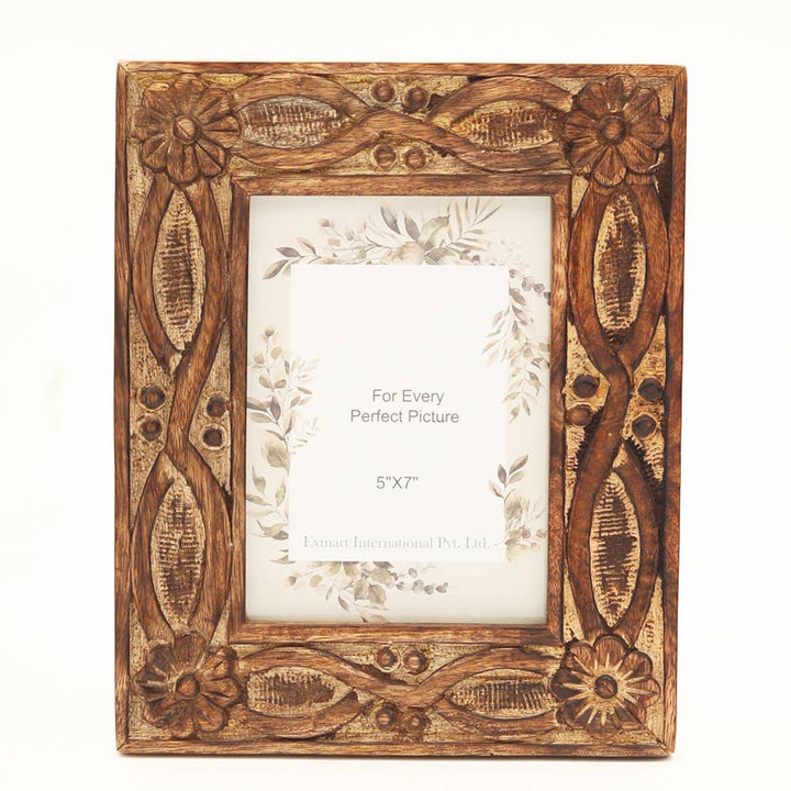 Wooden Carving Photo Frame 5'' x 7'' - Burnt Finish