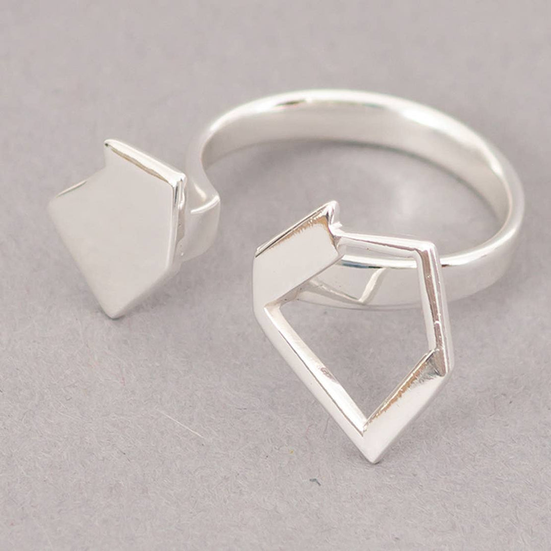 Wing Angles Ring / Silver - Brass / Adjustable/ D-0.75 Inches / Moq - 4 Pcs