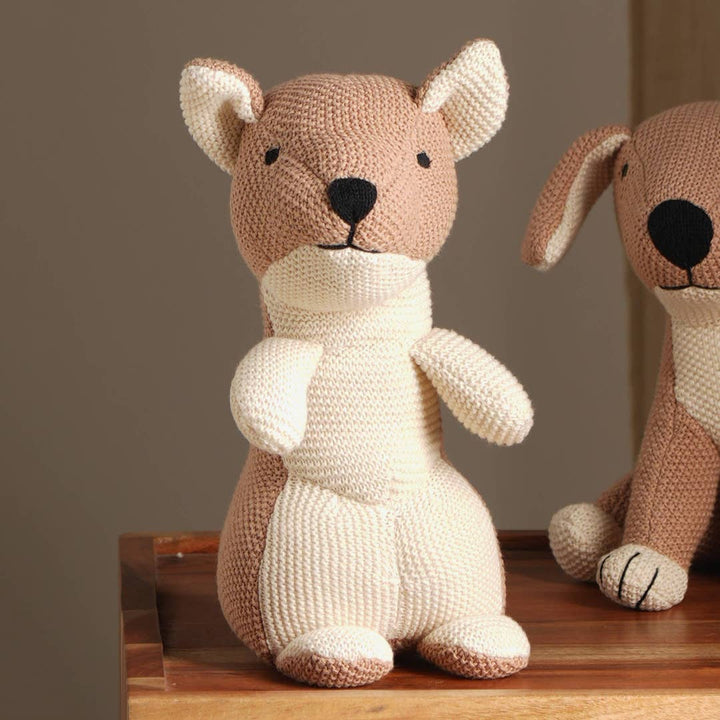 Handmade Cotton Knitted Puppy Plush Toy – Soft Peach for Kids