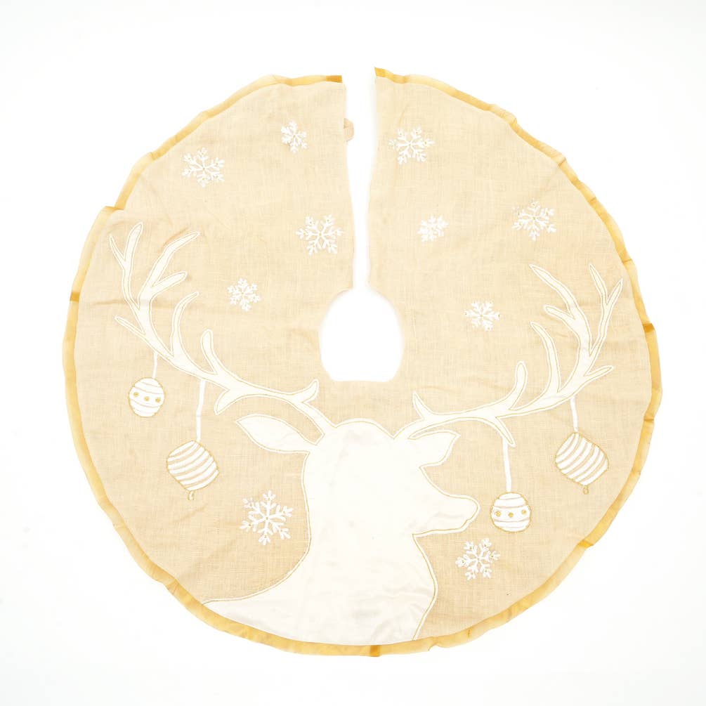 Reindeer Embroidered Tree Skirt