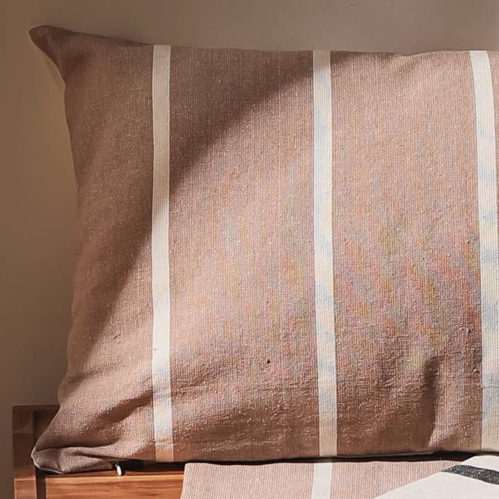 Double Sided Cotton Striped Lumbar Pillow