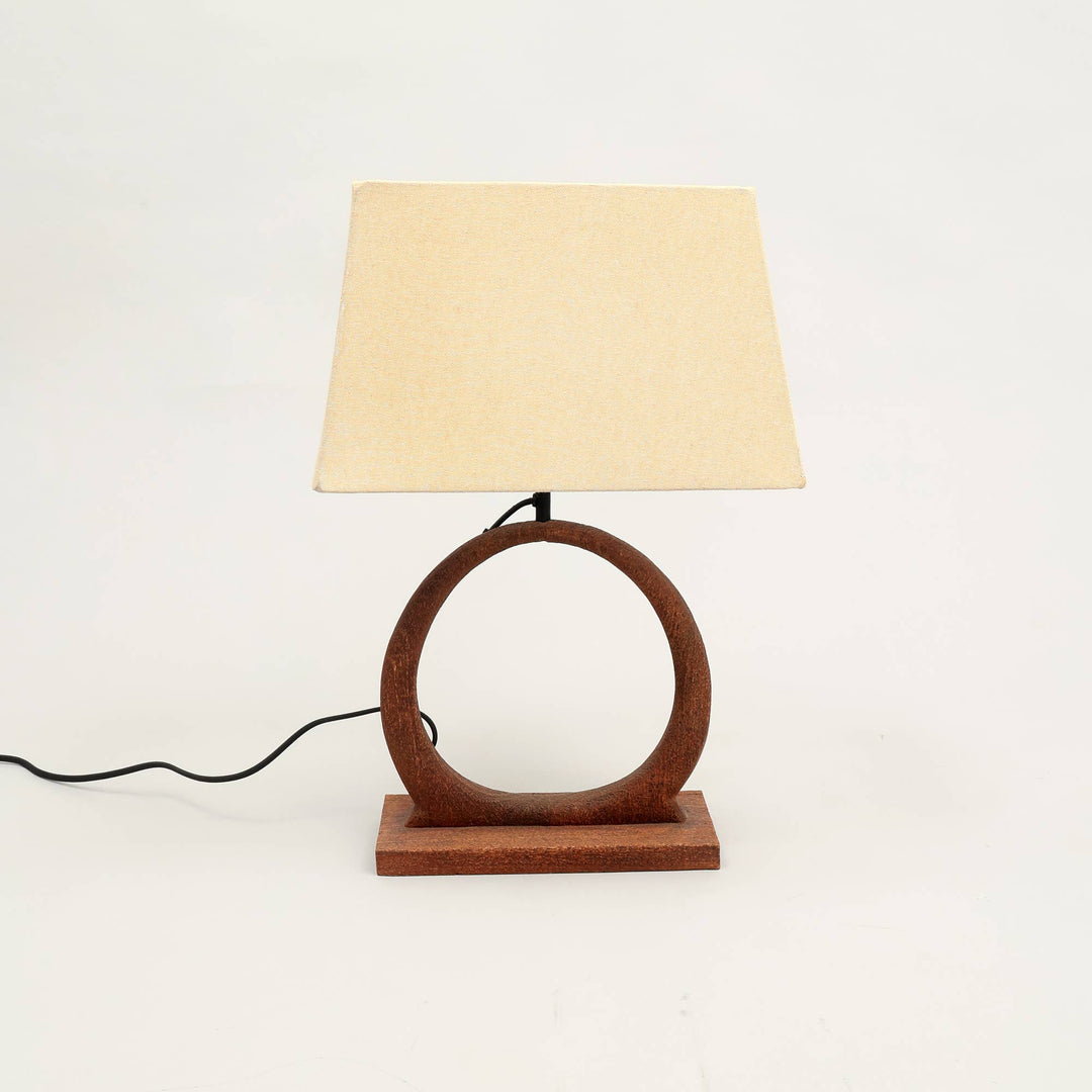 Handmade Artisanal Table Lamp with Wooden Base - 15"x 10" x 21"