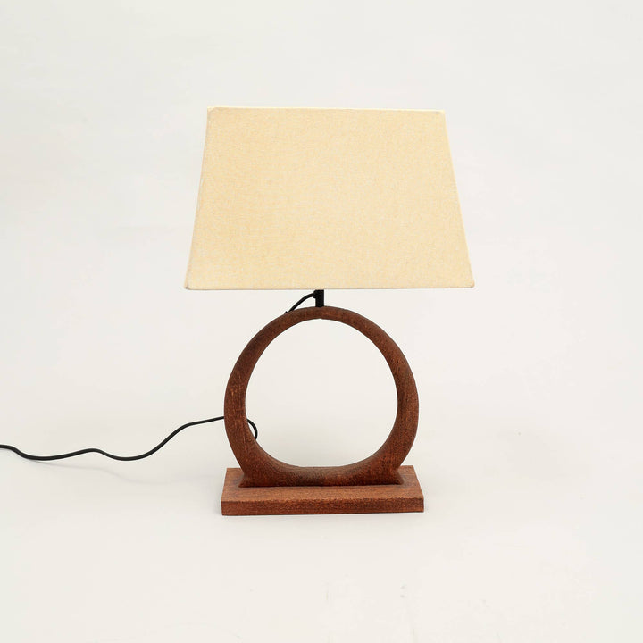 Handmade Artisanal Table Lamp with Wooden Base - 15"x 10" x 21"