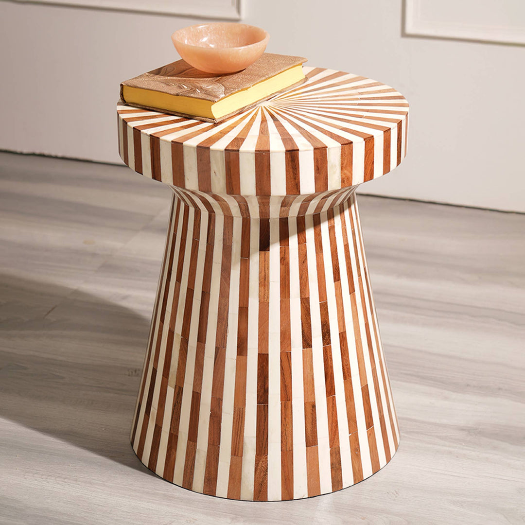 Drum Shape Line Pattern Stool