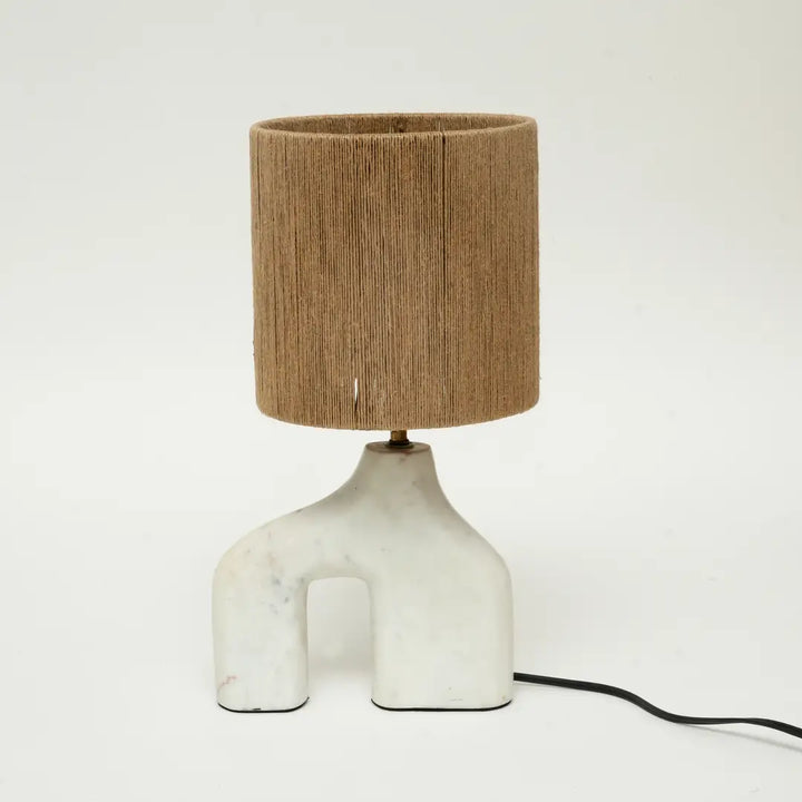 Finto Pony Table Lamp - Brown MDF Shade & White Resin Base |