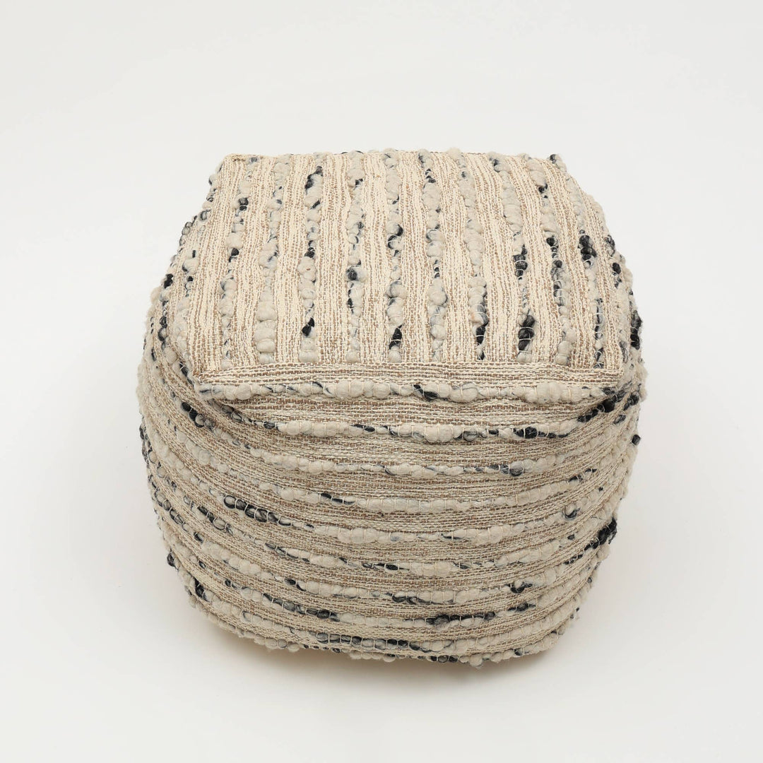 Neutral Retreat Pouf 18"x18" - Decorative Pouf for Living Room, Bedroom, & Home Decor
