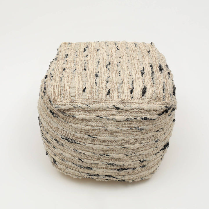 Neutral Retreat Pouf 18"x18" - Decorative Pouf for Living Room, Bedroom, & Home Decor