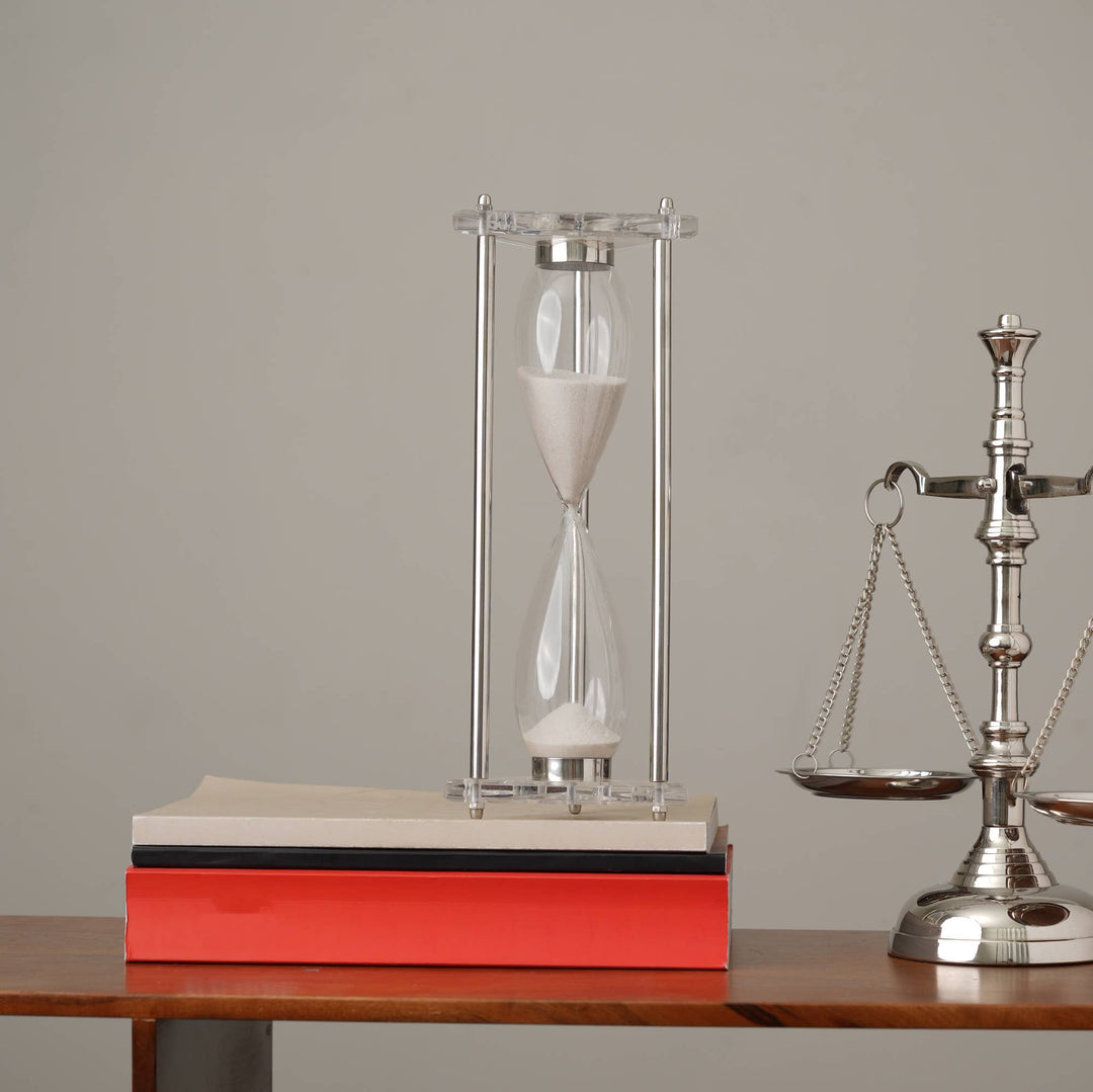 Decorative Aluminum Frame Sand Timer - Hourglass (4.5"X4.5"X12.5")