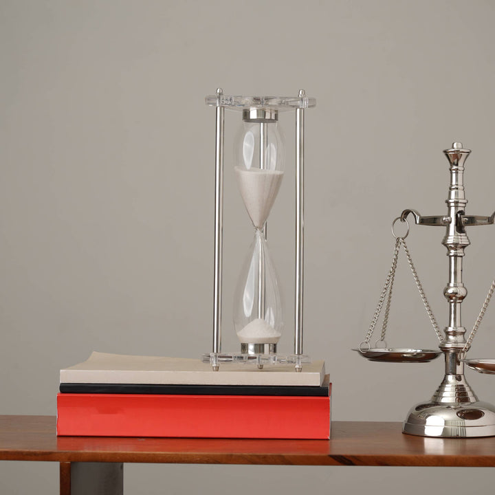 Decorative Aluminum Frame Sand Timer - Hourglass (4.5"X4.5"X12.5")