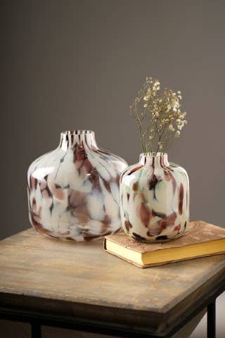 White & Brown Splutter Vase