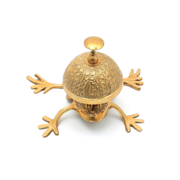 Decorative Gold-Plated Brass Finish Desk Bell in Frog Design - 6" Dia